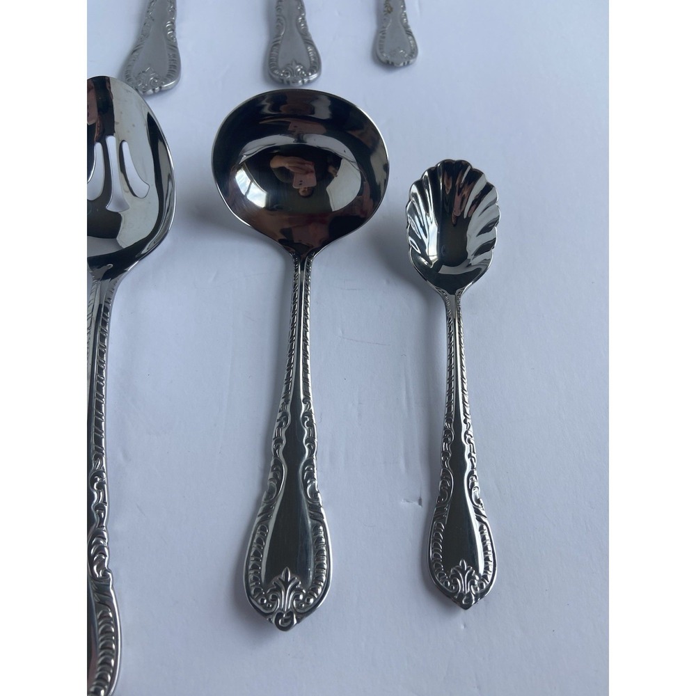 Reed & Barton French Scroll 18/10 Stainless Steel Host Serving Set 8 Piece - Picture 3 of 9